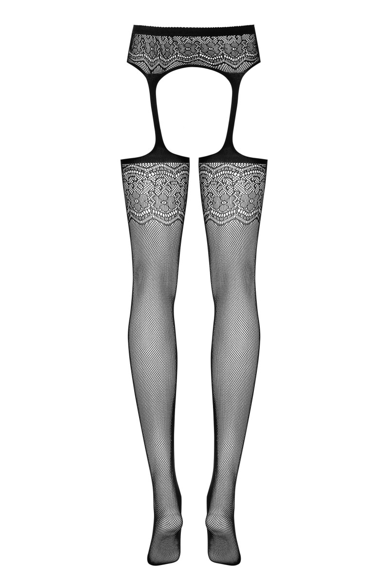 S207 Collants avec Porte-jarretelles Noir