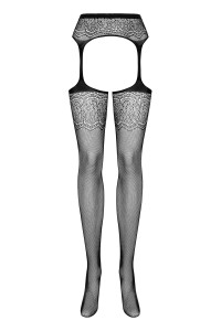 S207 Collants avec Porte-jarretelles Noir