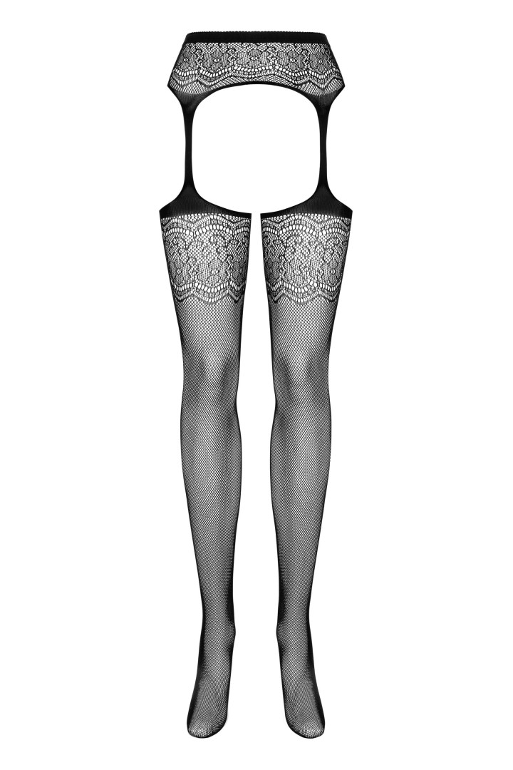 S207 Collants avec Porte-jarretelles Noir