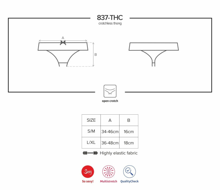String Ouvert 837-THC-1 Dentelle Noir