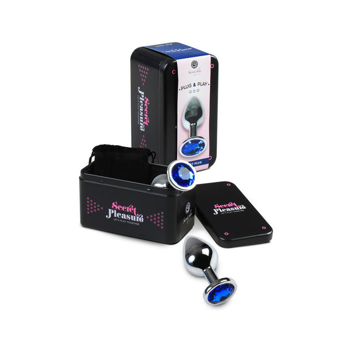 Metal Plug Anal Pequeño Azul con Bolsa