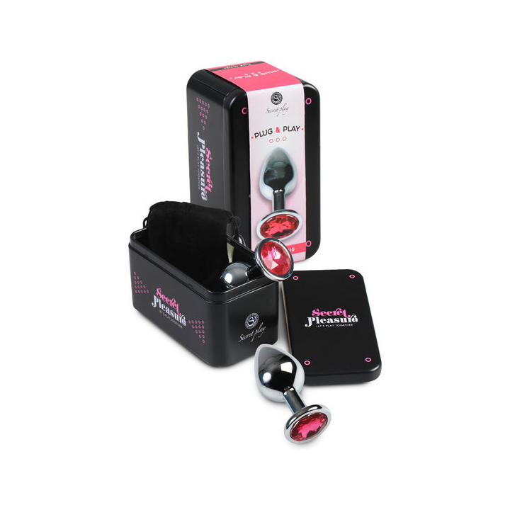 Plug Anal Metal Mediano Fucsia con Bolsa