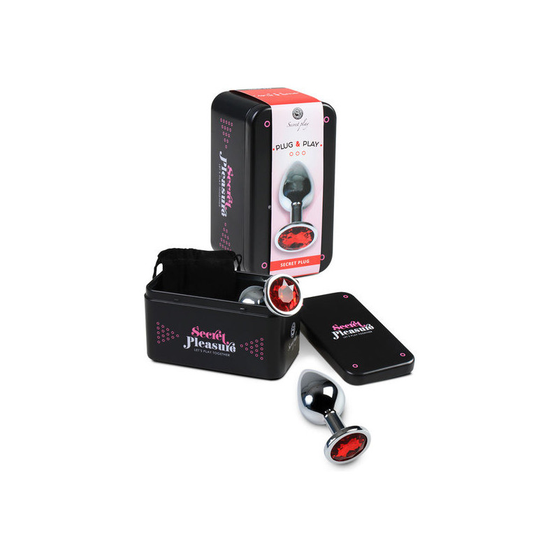 Plug Anal Métallique Moyen Rouge avec Pochette