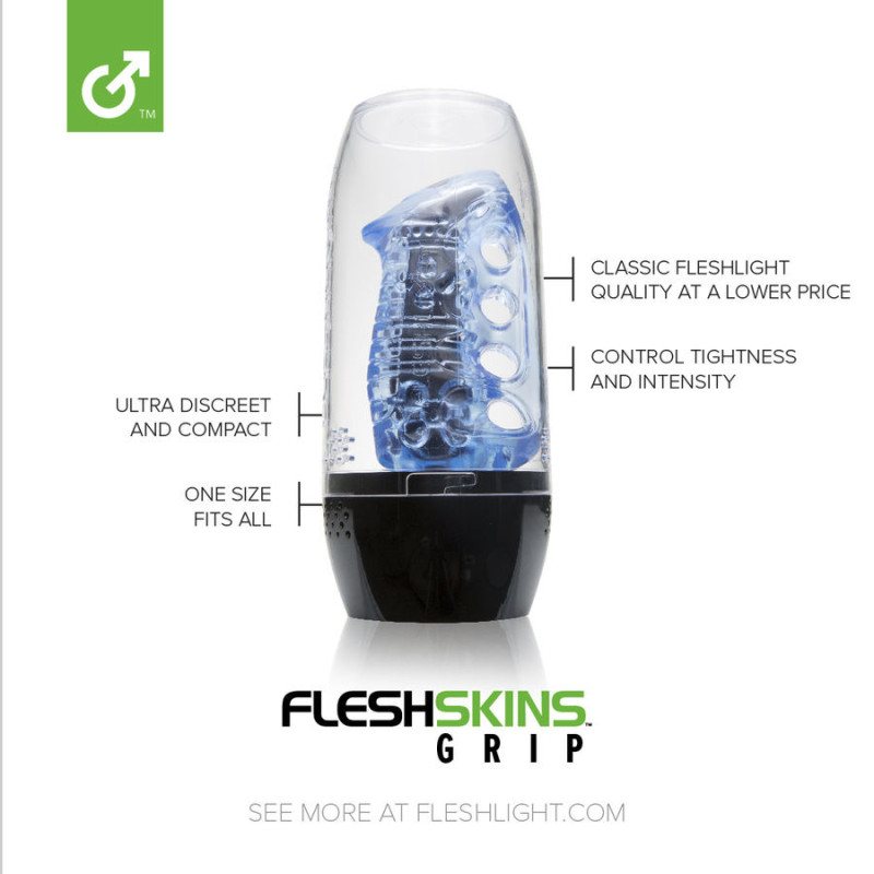 Masturbador Azul Hielo con Estuche Secado Fleshskins