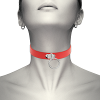 Collier en cuir végétalien Bague rouge