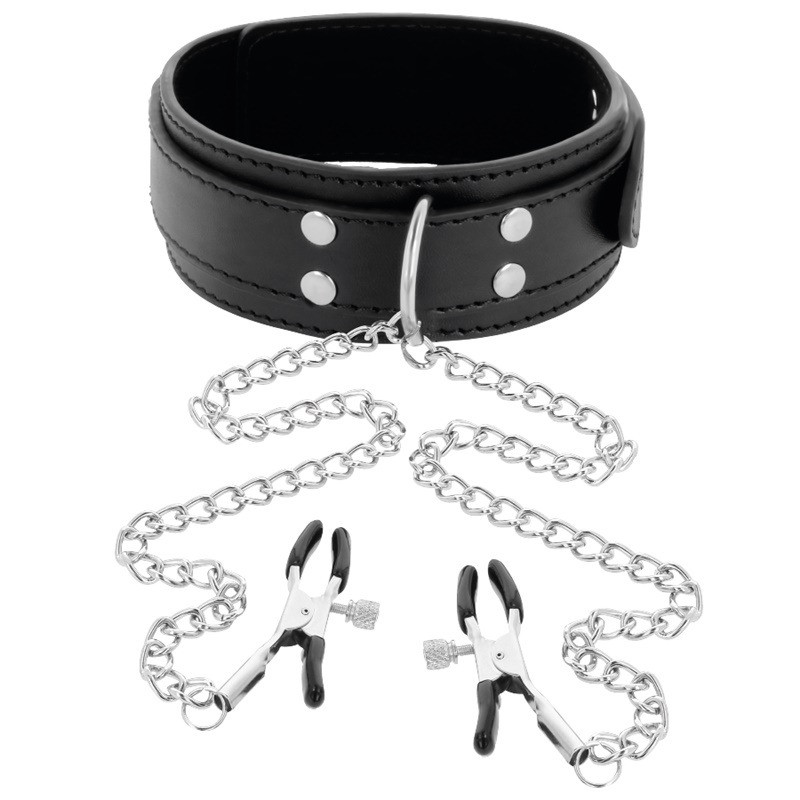 Collier avec Pinces à Tétons Noir