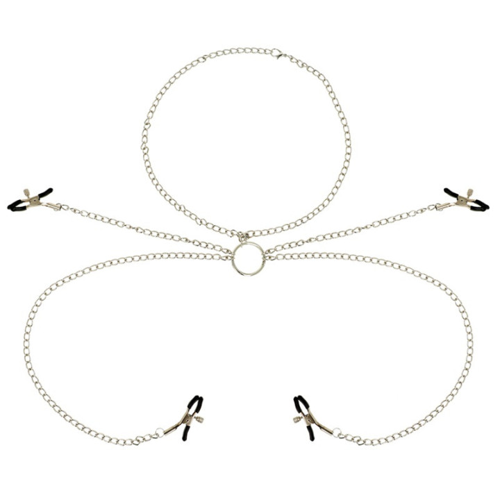 4 Pinces à Tétons avec Collier de Chaînes