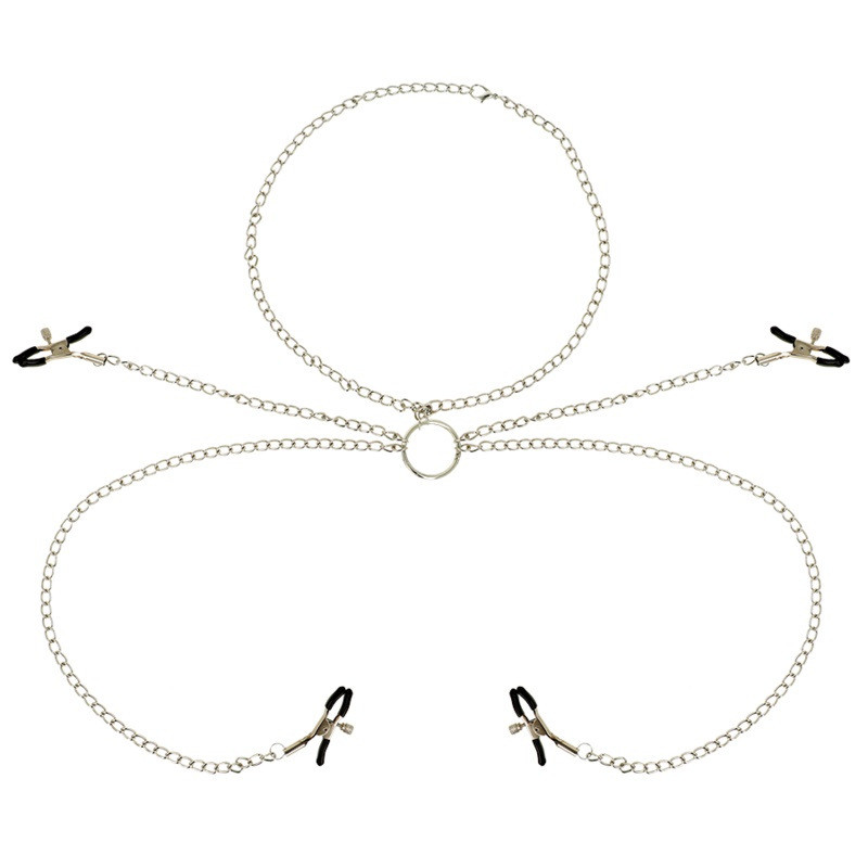 4 Pinces à Tétons avec Collier de Chaînes