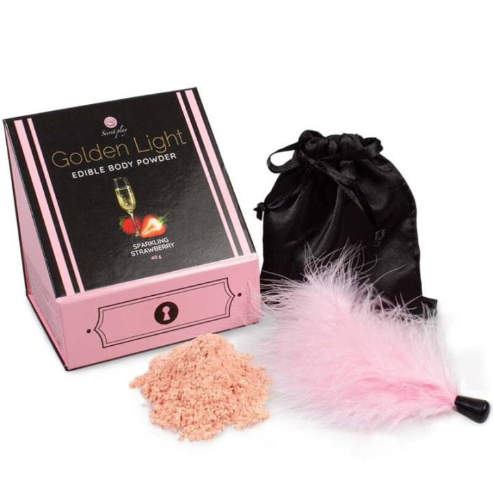 Kit Poudre Comestible & Plumeau Fraise avec Cava