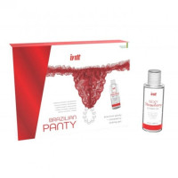 Brazilian Panty Rouge et Lubrifiant Fraise