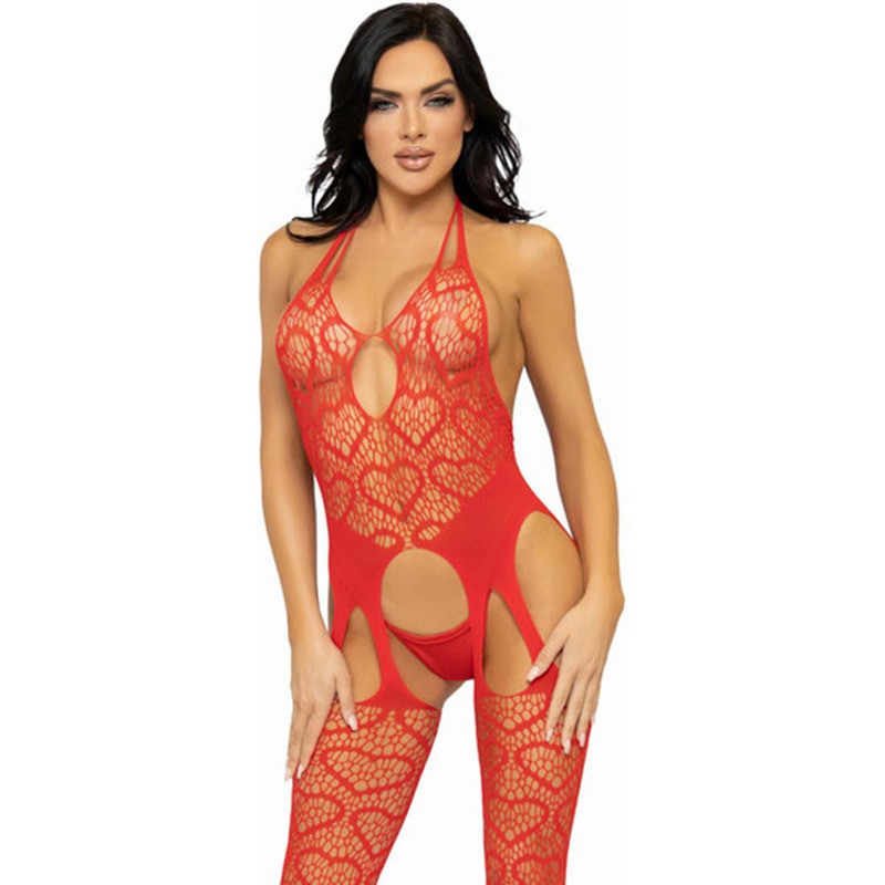 Leg Avenue Bodystocking Type de Porte-jarretelles Rouge
