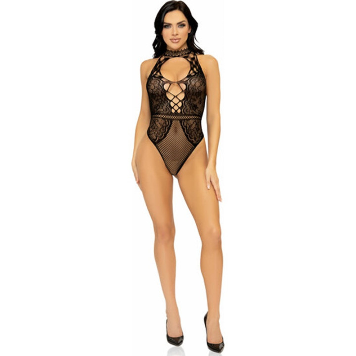 Leg Avenue Body en Résille et Dentelle Noir