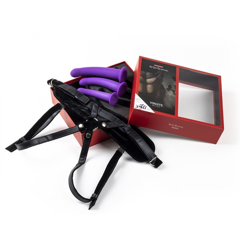 Harnais avec Set Godes Violet Tailles S / M / L