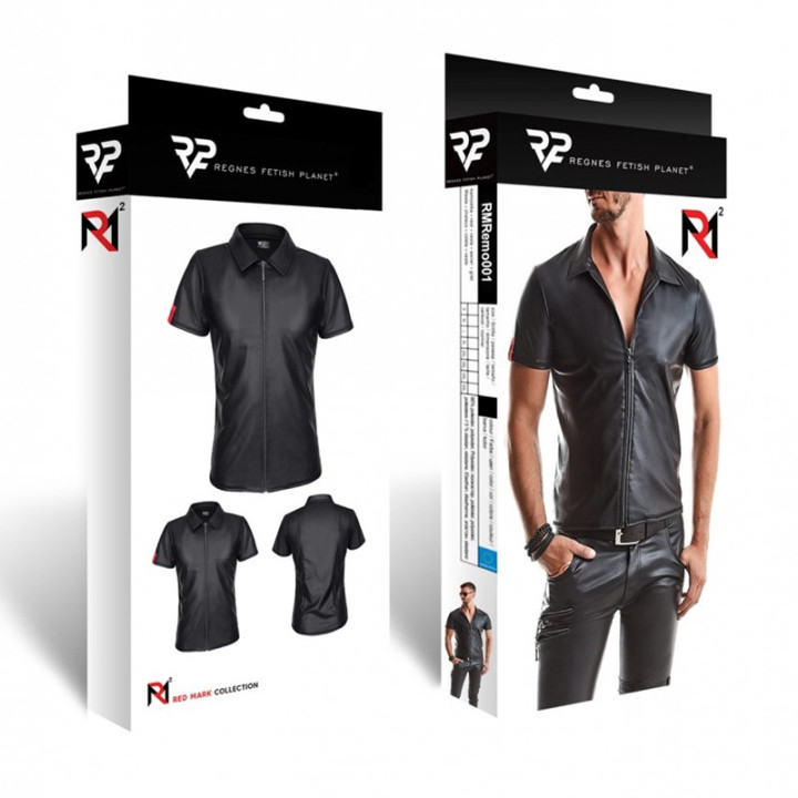 Remo Chemise Fermeture Éclair Wetlook Noire
