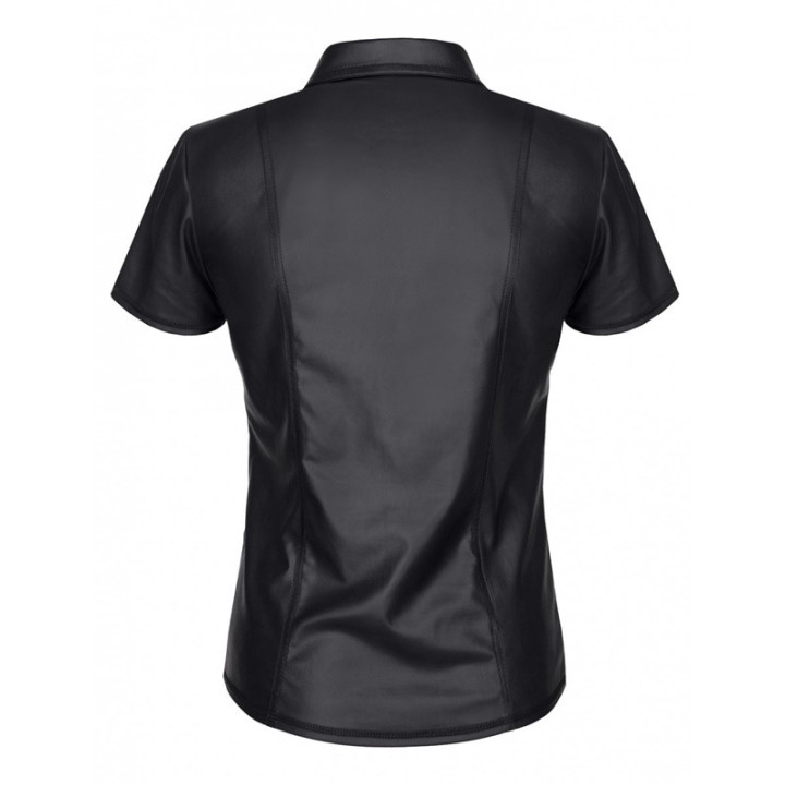 Remo Chemise Fermeture Éclair Wetlook Noire