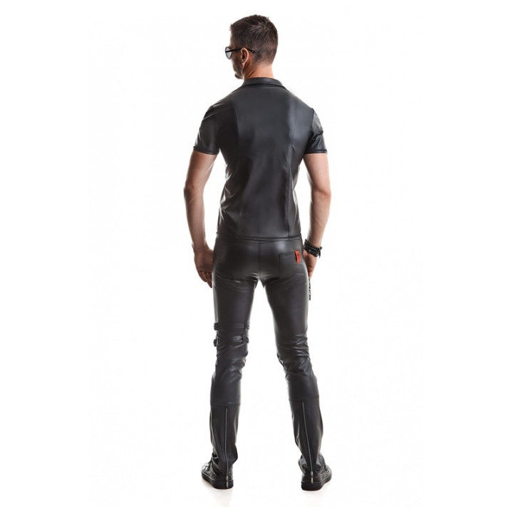 Remo Chemise Fermeture Éclair Wetlook Noire