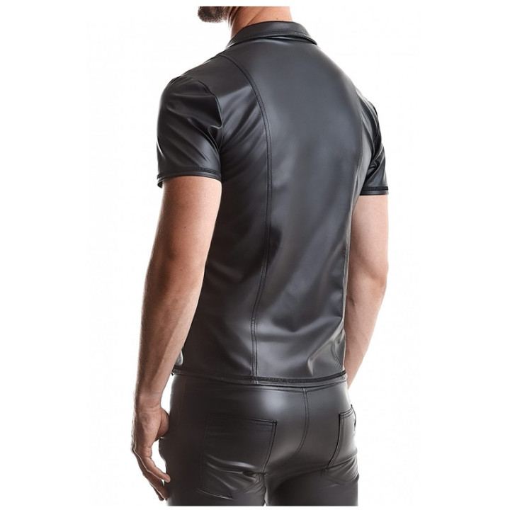 Remo Chemise Fermeture Éclair Wetlook Noire