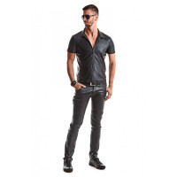 Remo Chemise Fermeture Éclair Wetlook Noire