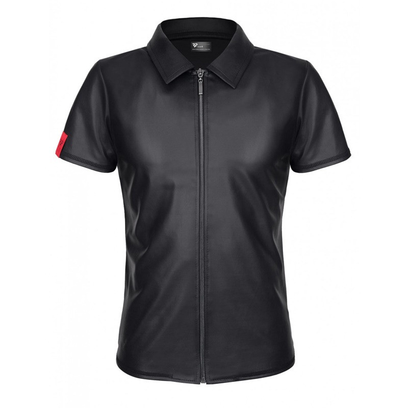 Remo Camisa Cremallera Wetlook Negra