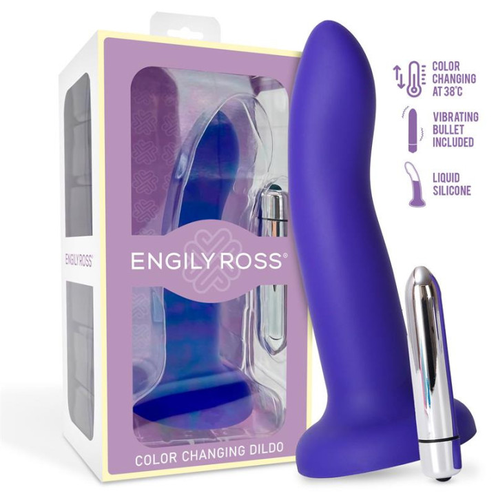Gode Vibrant qui Change de Couleur de Bleu à Violet Taille M 17 cm