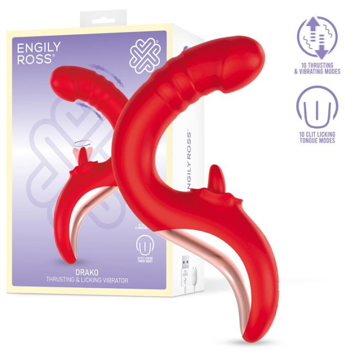 Drako Vibromasseur avec Thrusting y Langue Oscillante 360º