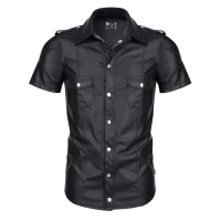Luca Chemise Wetlook avec Boutons-Pression Noire