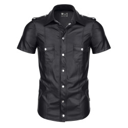 Luca Chemise Wetlook avec Boutons-Pression Noire