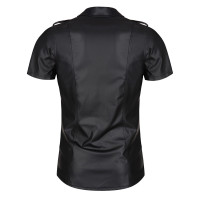 Luca Chemise Wetlook avec Boutons-Pression Noire
