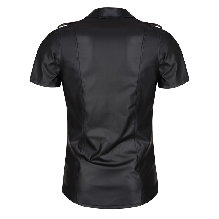 Luca Chemise Wetlook avec Boutons-Pression Noire