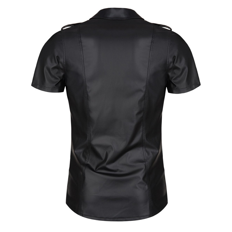 Luca Chemise Wetlook avec Boutons-Pression Noire