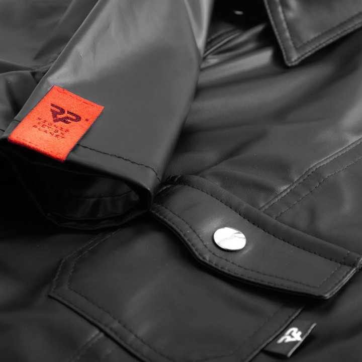Luca Chemise Wetlook avec Boutons-Pression Noire