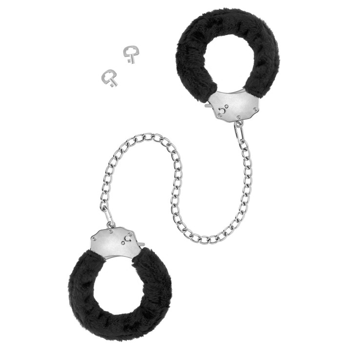 Menottes Noires en Peluche avec Longue Chaîne