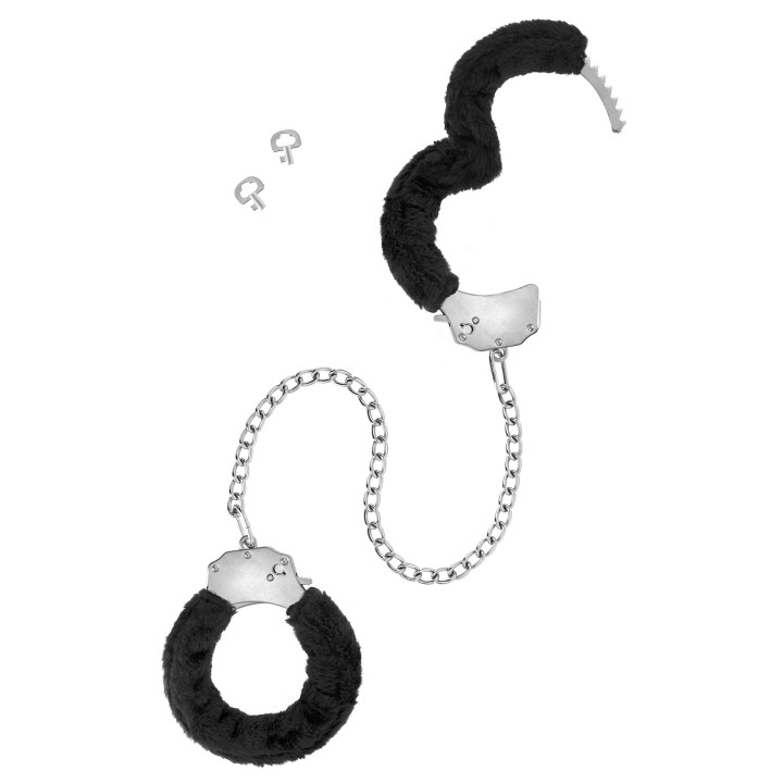 Menottes Noires en Peluche avec Longue Chaîne