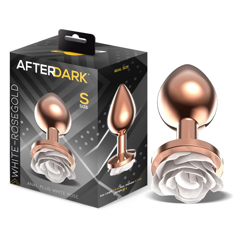 Plug Anal Or Rose con Rose Blanche Taille S