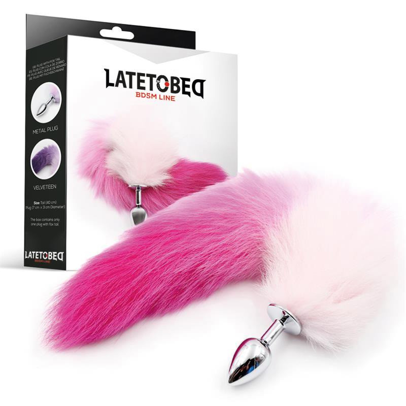 Plug Anal Queue de Renard Rose et Blanc Taille S