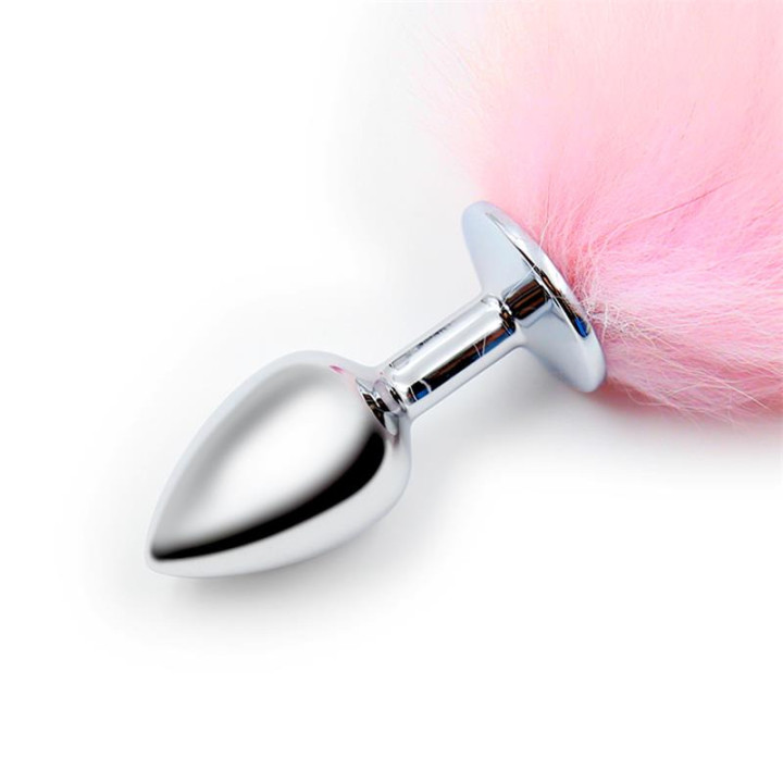 Plug Anal Queue de Renard Rose et Blanc Taille S