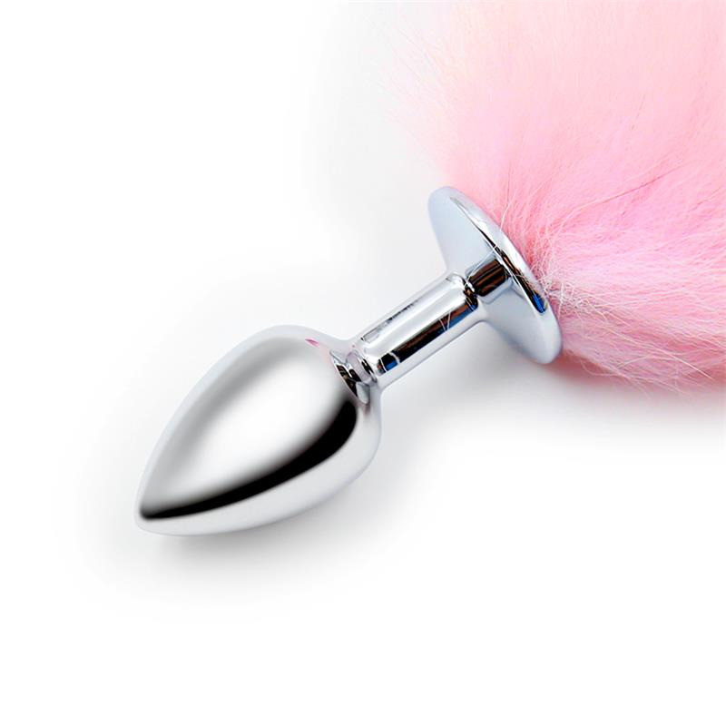 Plug Anal Queue de Renard Rose et Blanc Taille S