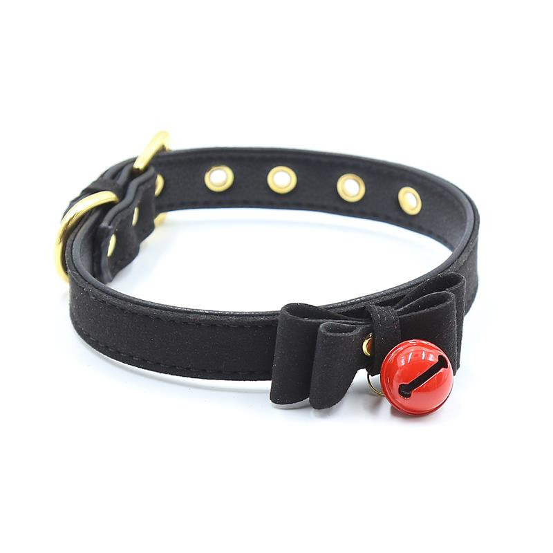 Collier avec Grelot et Noeud Noir/Rouge