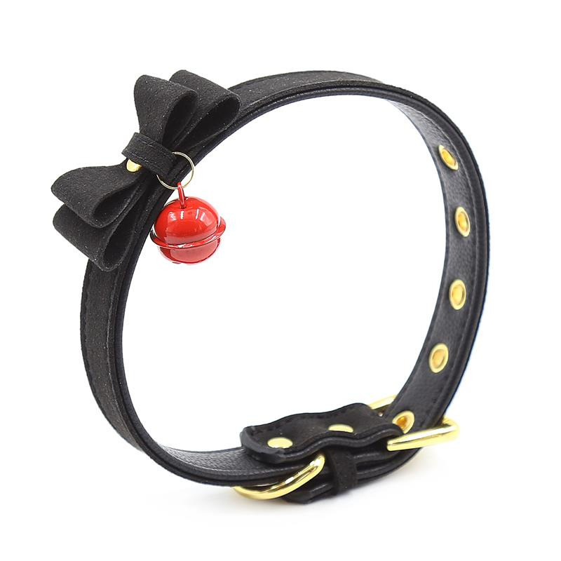 Collier avec Grelot et Noeud Noir/Rouge