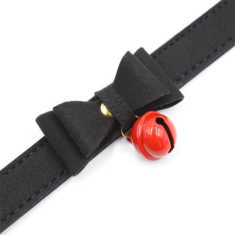 Collar con Lazo y Cascabel Negro/Rojo