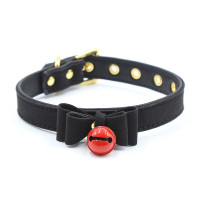 Collier avec Grelot et Noeud Noir/Rouge