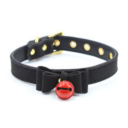 Collier avec Grelot et Noeud Noir/Rouge