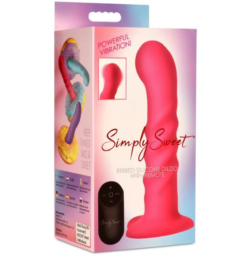 Vibromasseur Rose Strié avec Télécommande