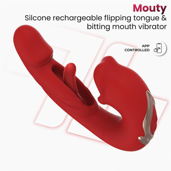 Mouty Vibromasseur avec Mordillement et Flipping avec App