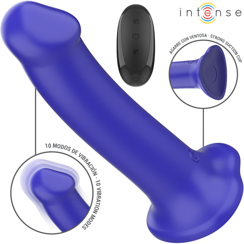 Victoria Vibromasseur avec Ventouse Bleu Foncé Télécommandé