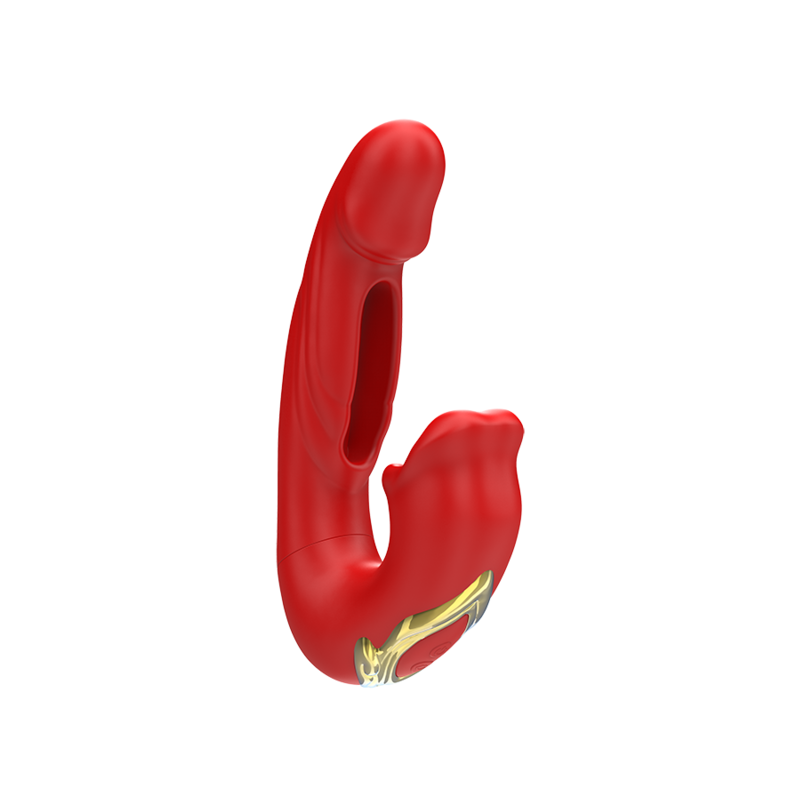 Nathy Vibromasseur Double avec Bouche Stimulante Rouge