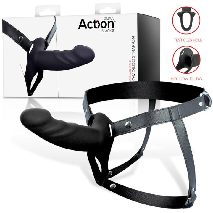 Harnais Strap-on avec Gode Creux Taille S Noir