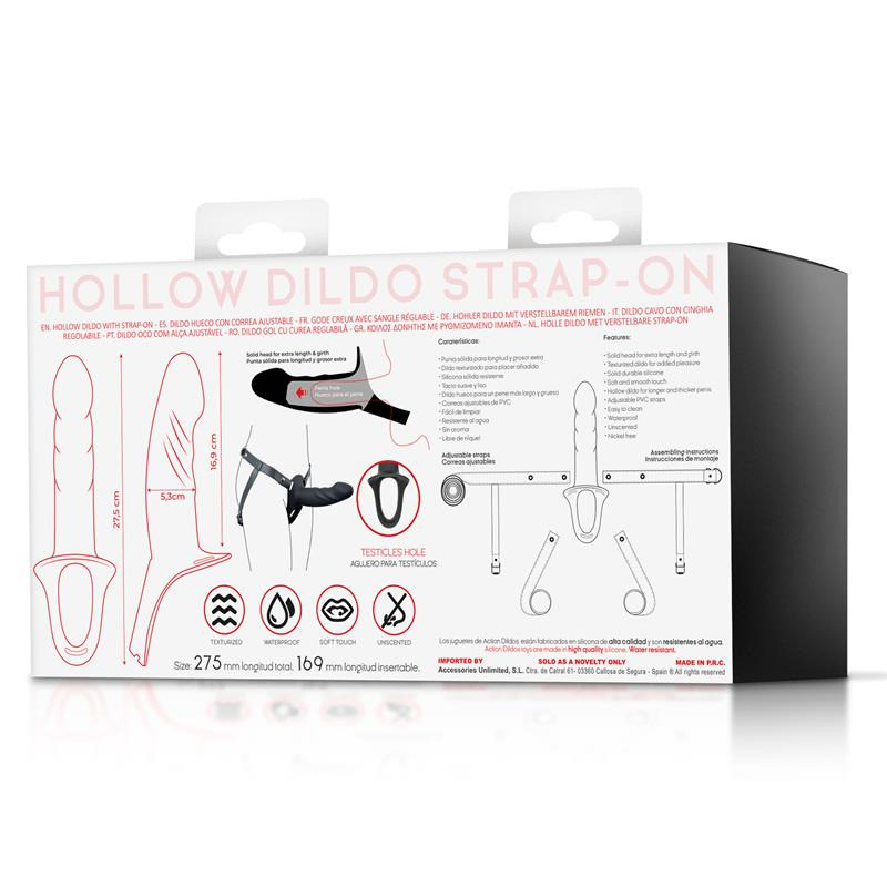 Harnais Strap-on avec Gode Creux Taille L Noir
