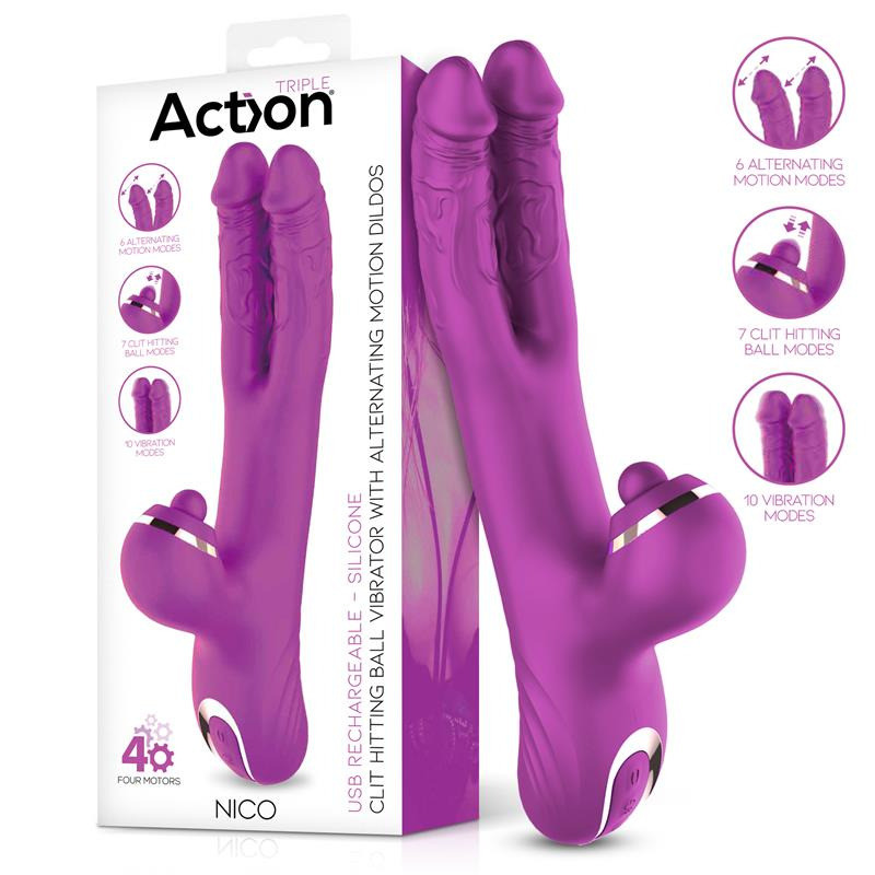 Nico Vibromasseur avec Godes Alternatifs et Boule Percutante