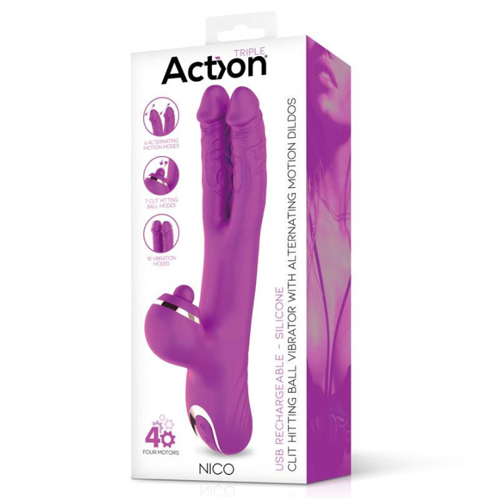 Nico Vibromasseur avec Godes Alternatifs et Boule Percutante